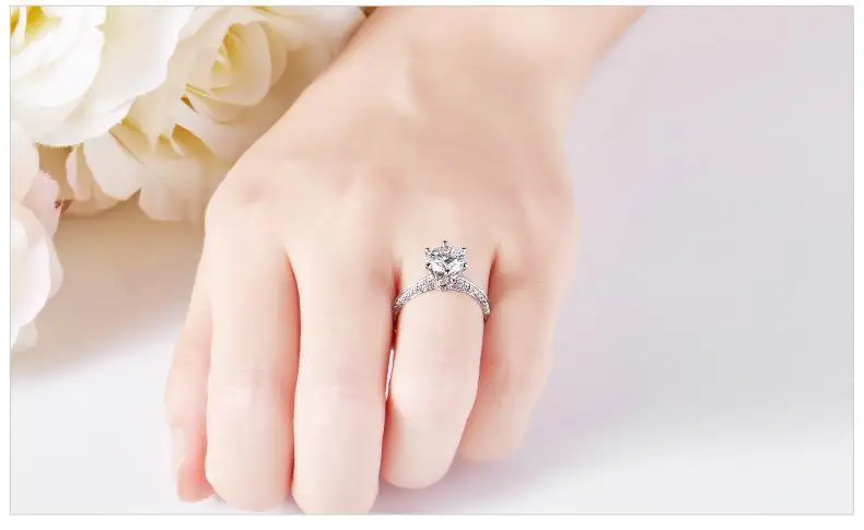 

100% S925 Sliver Color Ring for Women Real FL 2 Carat Diamond Jewelry Fine Pure Gemstone Silver 925 Jewelry Anillo Jewelry Ring