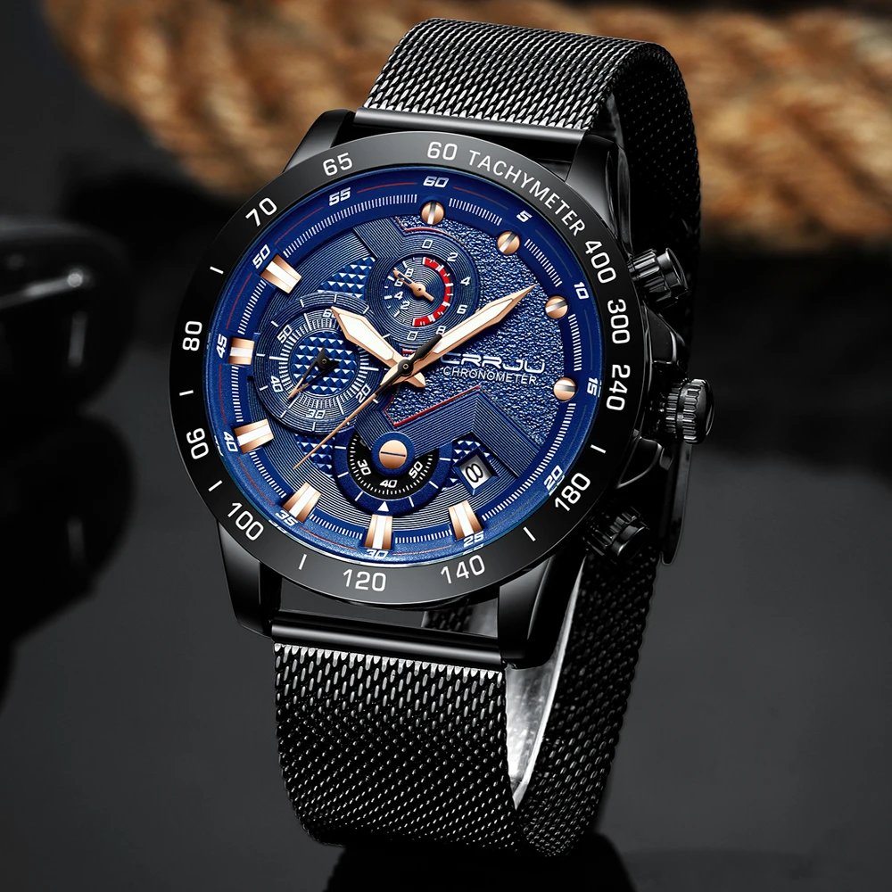 

CRRJU New Mens Top Brand Luxury Watches Men Fashion Spor Quartz Watch Male Waterproof Stainless Steel Chronograph reloj hombre