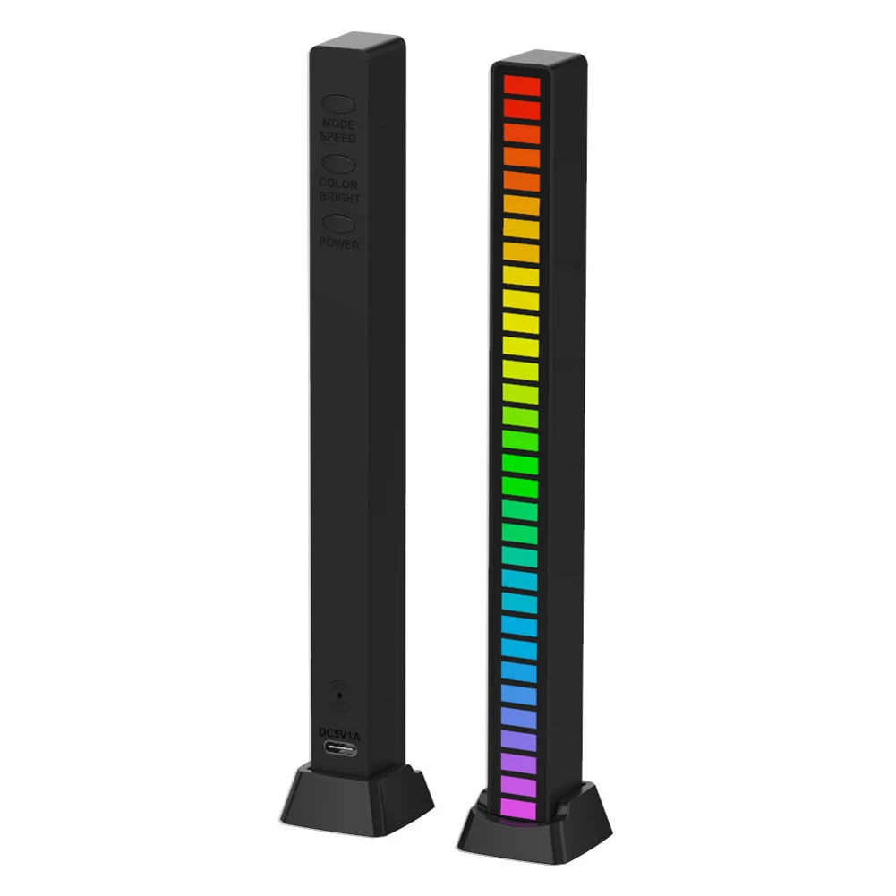 

Atmosphere Rhythm Strip Light Voice Activated Desktop Pickup Colorful 32 LED Bar RGB Sound-Activated Pickup Ambient Light
