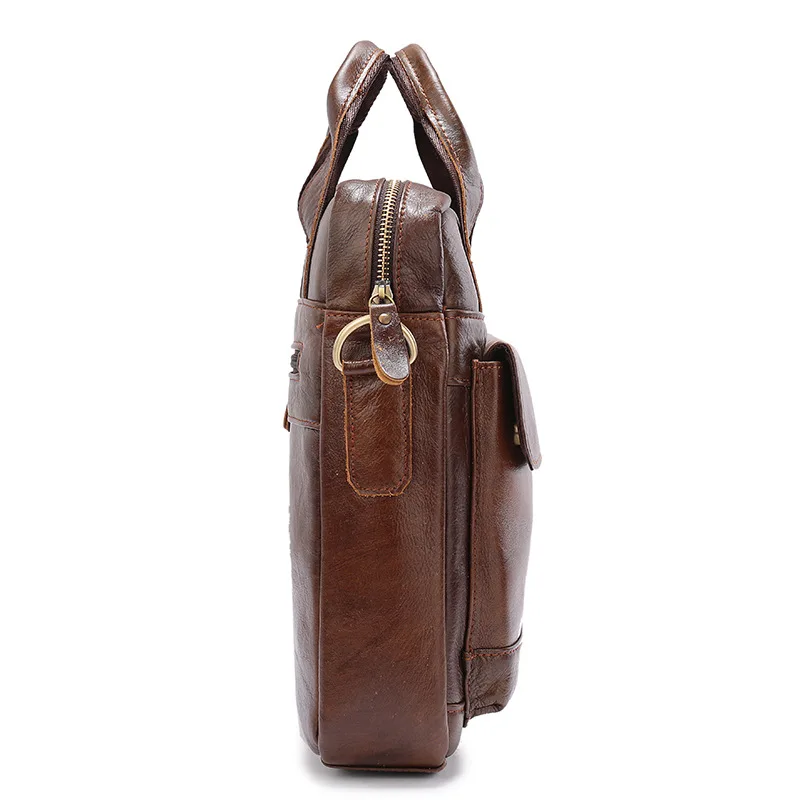 Male leather working briefcase Shoulder messenger bag Men's business vertical Briefcase Genuine Leather handbag |