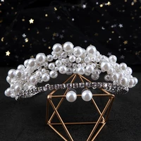pearl crown headdress bride super fairy korean princess crown hair accessories wedding dress birthday jewelry