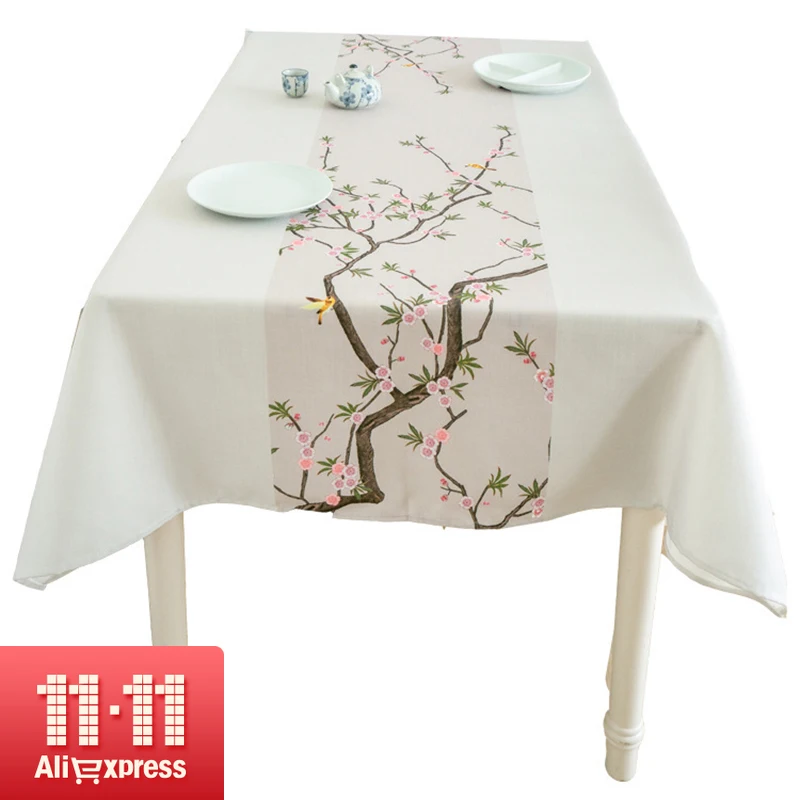2019 имитация льна водонепроницаемый китайский классический цветок и скатерть с