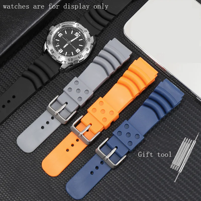

Сменный ремешок для телефона, резиновый ремешок для часов серии SBBN013, 20 мм, 22 мм, черный, серый, зеленый, силиконовый браслет, инструмент