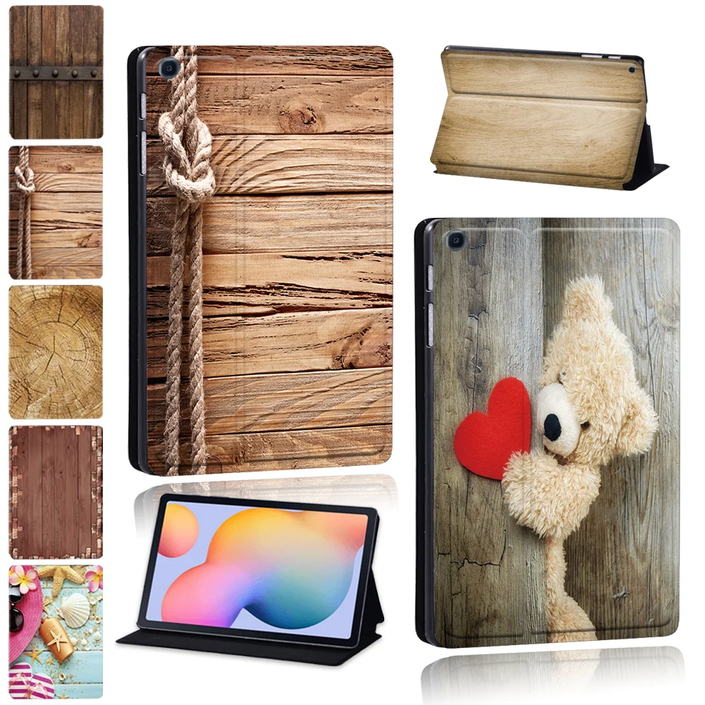 

For Samsung Galaxy Tab S6 Lite/Tab S7/Tab S6/Tab S4/S5e(T720/T725) - Tablet Case Wood Cover Case + Stylus