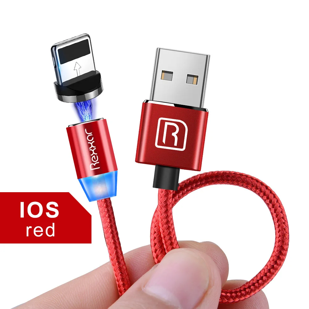 Red Kit For ios Магнитный usb-кабель для быстрой зарядки, кабель USB type C, Магнитный зарядный кабель Micro usb, кабель для мобильного телефона, usb-шнур для iphone, samsung - Цвет: Red Kit For ios