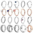 Высокое качество 100% 925 пробы серебро Пан сверкающая Снежинка двойное кольцо полумесяц бисерный кольца, подарок на Рождество
