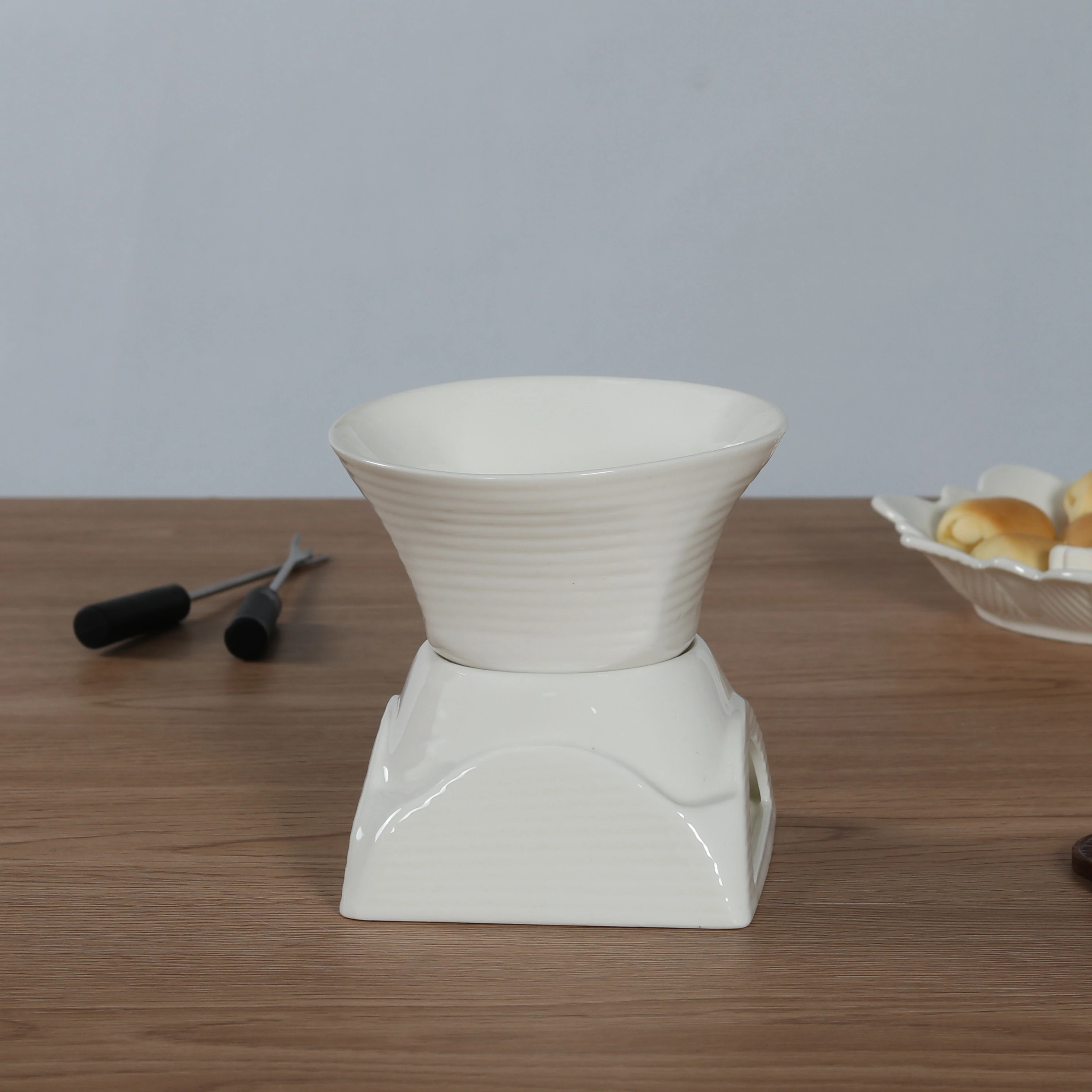 Белый керамический горшок для фондю шоколада и плавления сыра|white chocolate|pot