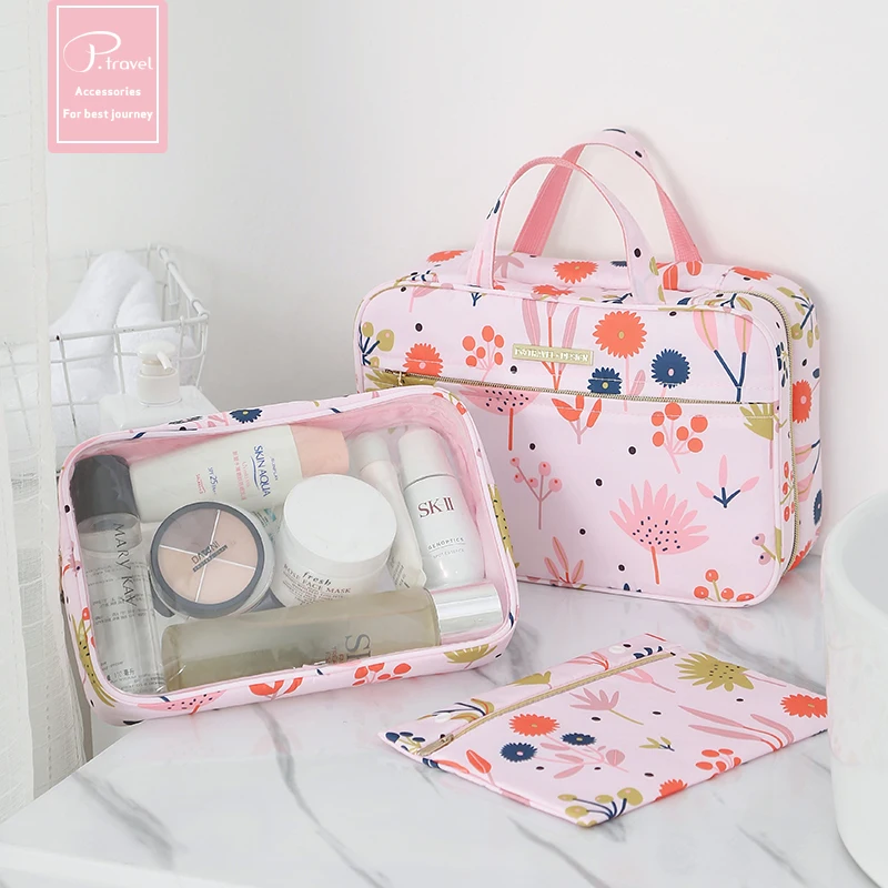 

P.travel Waterproof Dry and Wet Separation Two-in-one can Hang Waterproof Cosmetic Bag Wash Bag
