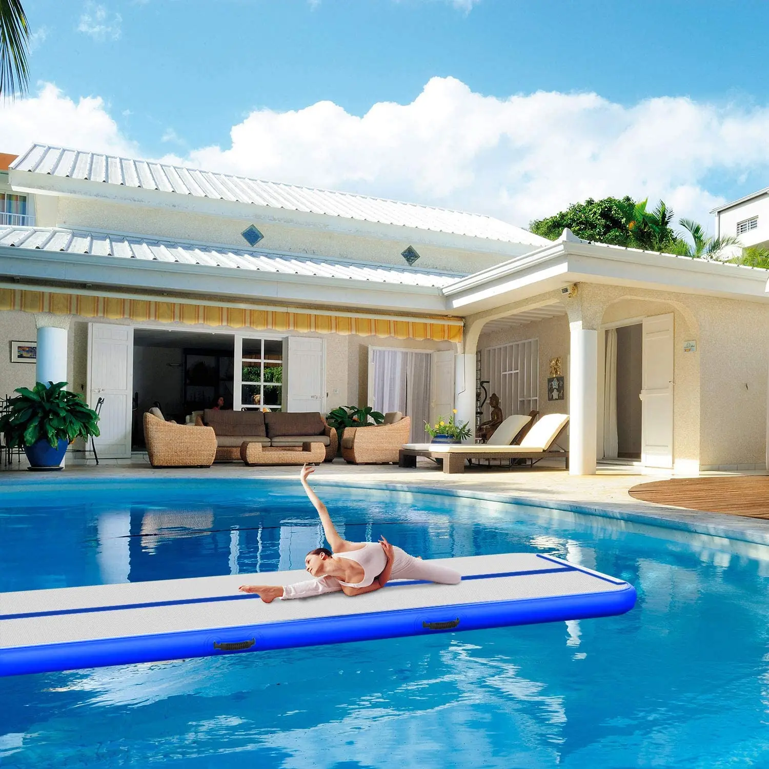 Гимнастический воздушный коврик 500x100x10 см надувной для игр напольный дома |