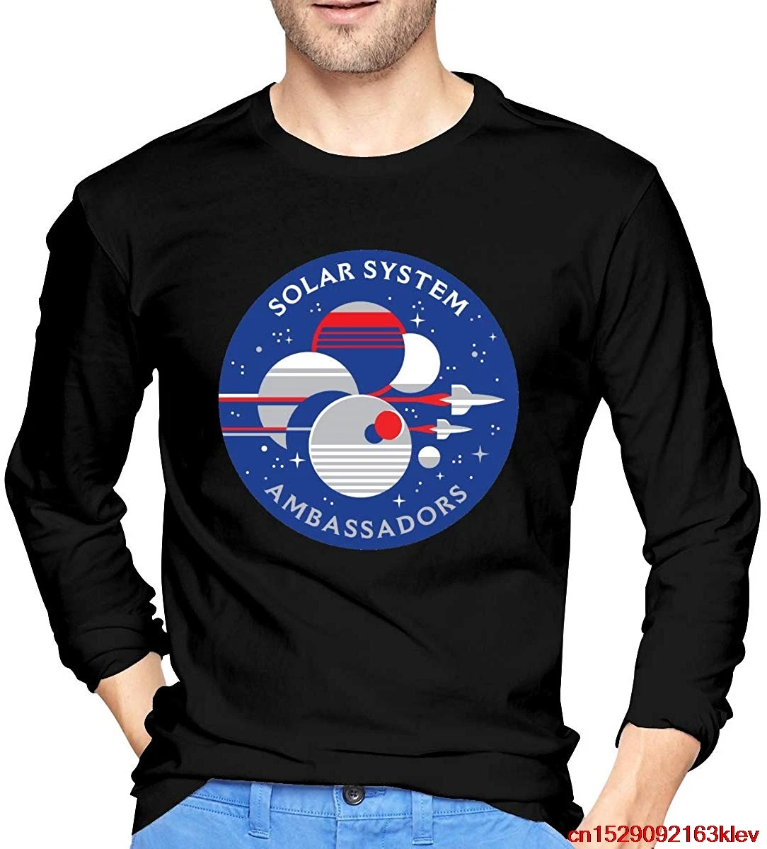 FGHFG Мужская Удобная футболка с логотипом солнечной системы длинным рукавом