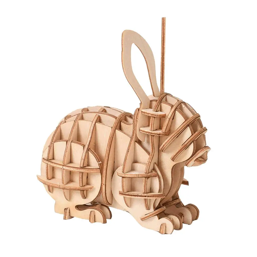 Rabbit Наборы моделей для лазерной резки, корабельная игрушка, 3D деревянная головоломка, сделай сам, игрушки, животные, сборка, ремесло, украшение стола, игрушка для детей, детей, взрослых - Цвет: Rabbit