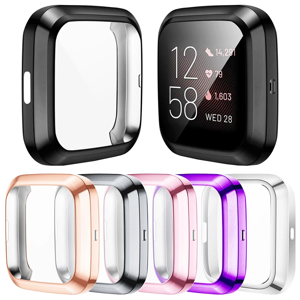 Tpu cover for Fitbit Versa 2/versa lite Soft Waterproof smartwatch Shell full Screen Protector for versa 3/Sense Accessories