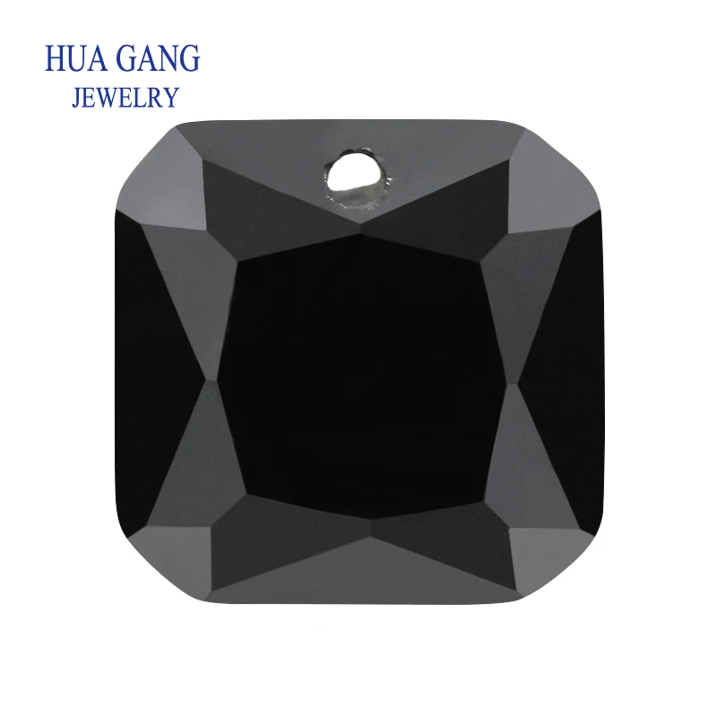 

Black Loose CZ Stones Beads Gem With Hole AAAAA Square Shape Cubic Zirconia Stone For Jewerly Making 4x4~12x12 High Quality