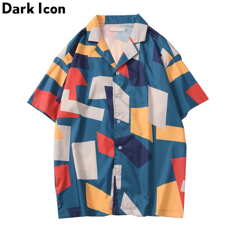 Мужская Уличная рубашка Dark Icon в стиле хип хоп с геометрическим принтом блузка