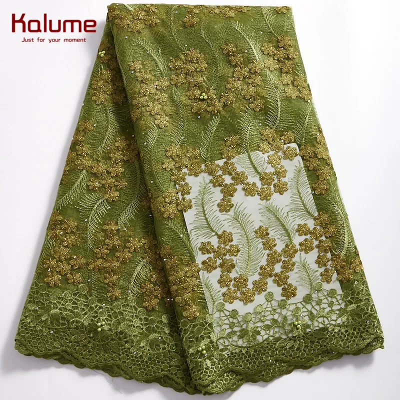 

Kalume Dress French Lace Fabric 2021 Diy African Lace Fabric Stones Nigerian Mesh Lace Fabric For Dresses Party Wedding H2334