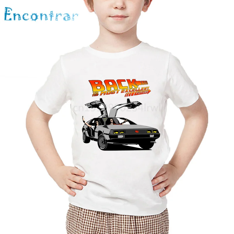 Модная Детская футболка с принтом Back to the Future Delorean x 4 крутые Летние повседневные