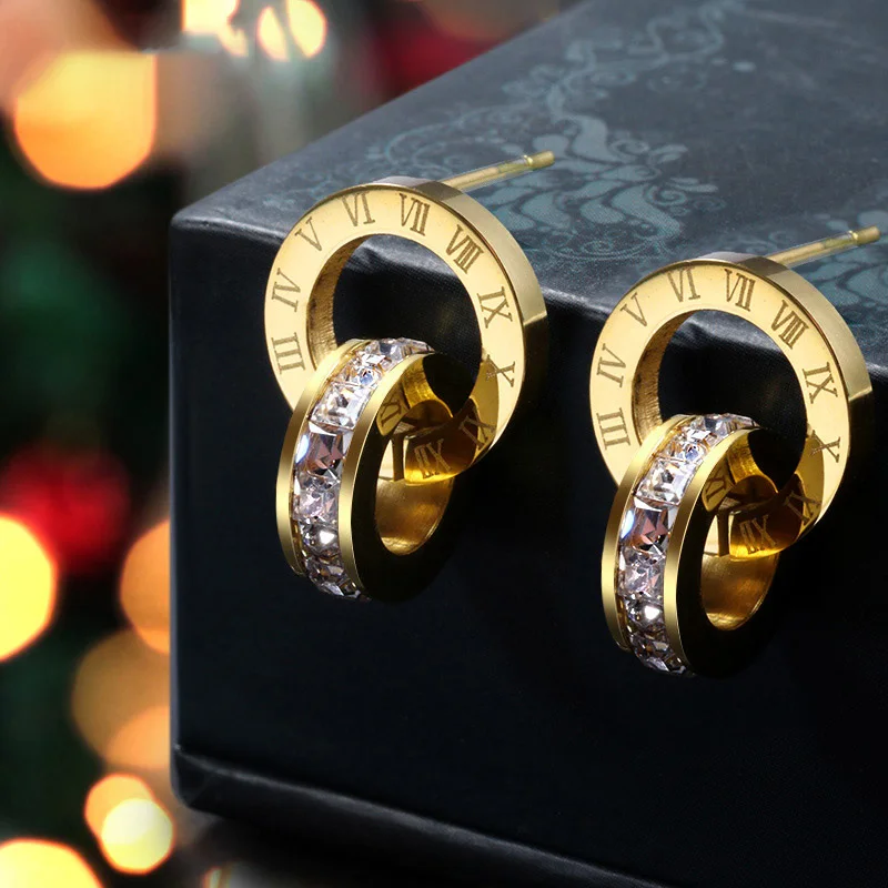 

Модные серьги-гвоздики с римскими цифрами 2021 года, модные серьги из нержавеющей стали, свадебные серьги, ювелирные изделия