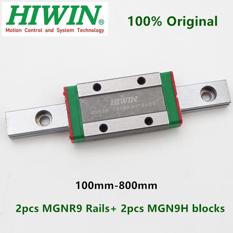 2 шт. оригинальные Hiwin линейный рельс MGN9 100 150 200 250 300 350 400 450 500 600 700 mm линейной направляющей+ 2 шт. MGN9H блок 3D принтер с ЧПУ 9 мм