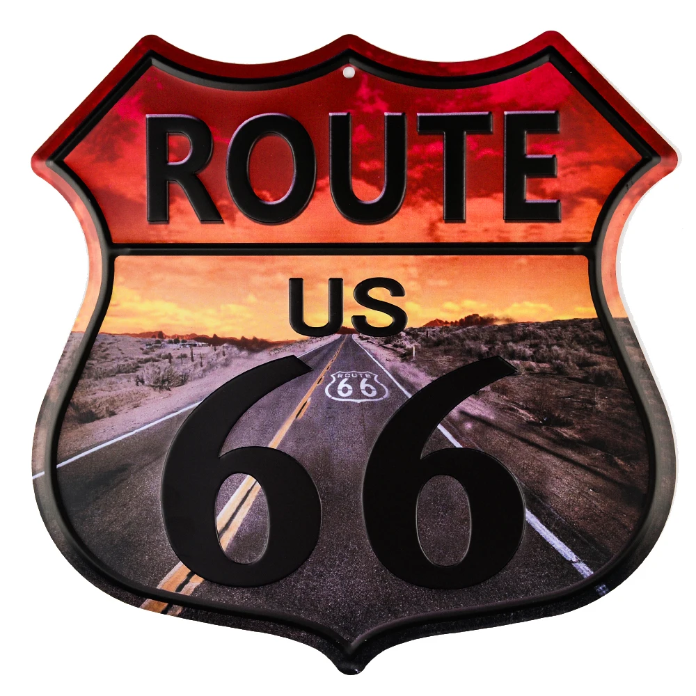Лиловый Металлическая жестяная вывеска Route 66 Hot Road неправильная вывеска для гаража рельефная для гаража паба Дома Офиса ресторана бара железные картины - Цвет: Лиловый