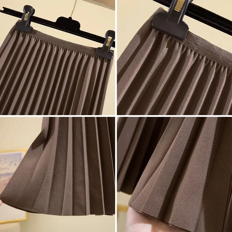

Fashion printing solid summer Pleated skirt Women Elegant Slim Allmatch A-line skirt Female 2021 new Chic Korean ladies Dress