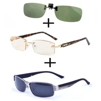 3pcs titanium gentleman diamond cut reading glasses men women alloy polarized sunglasses high quality sunglasses clip