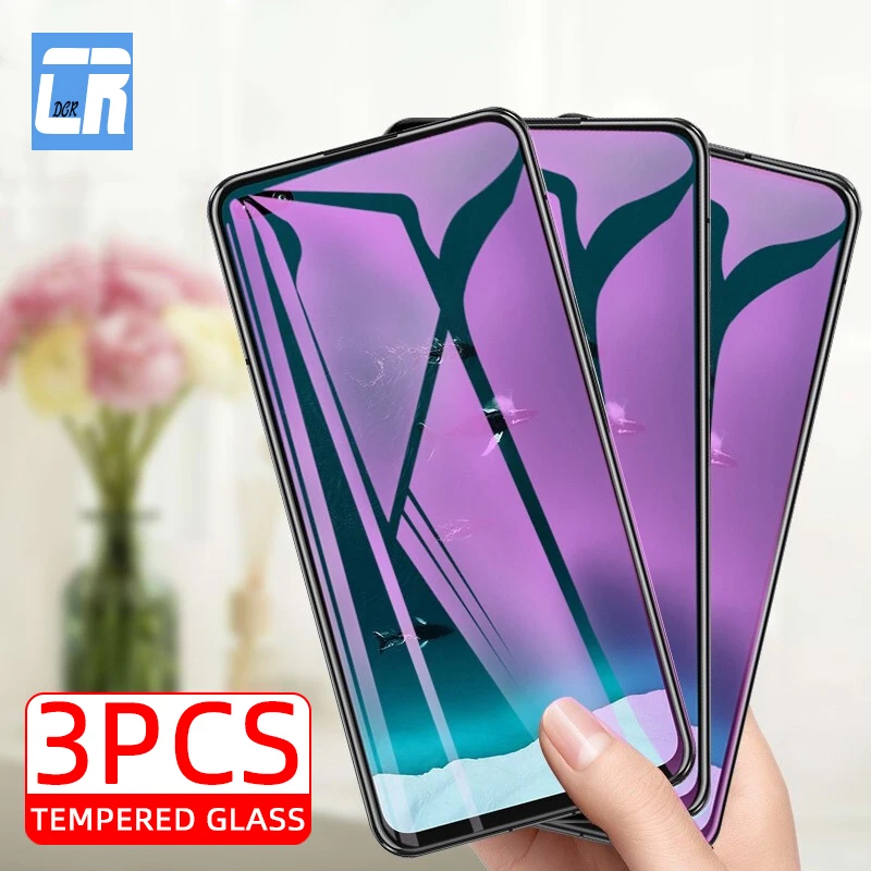 

3pcs anti-blue light tempered glass for huawei p40 lite nova 5t y9s y8s y9a y7a screen protector for honor 30i 20 10 9x 8x x10