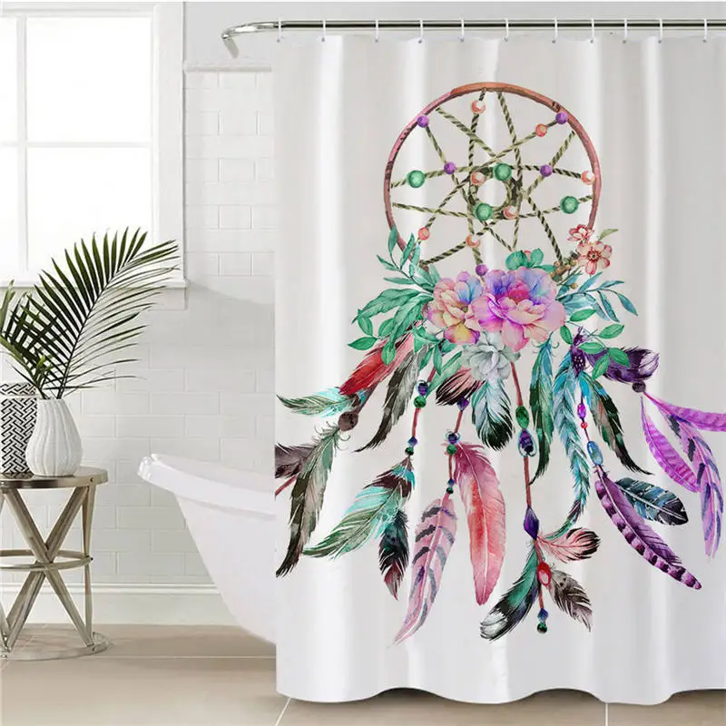 3 Постельные принадлежности Outlet Dreamcatcher декоративная занавеска для душа Водонепроницаемая Акварельная богемная занавеска для ванной с крюком для ванной комнаты 180x180 - Цвет: 3