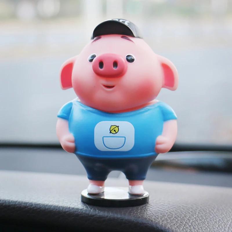 Мультяшные пластиковые украшения для автомобиля в виде свиньи фигурка интерьера