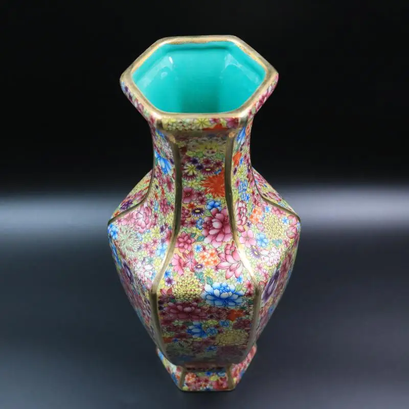 

Jingdezhen Antique Gold Enamel Delicate Six Square Flower Vase