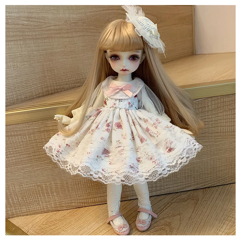

Платье для шарнирной куклы 1/6 1/4, костюм с цветочной юбкой + шапка, Одежда для куклы 1/6 1/4, шарнирное платье для куклы Blyth, аксессуары для кукол