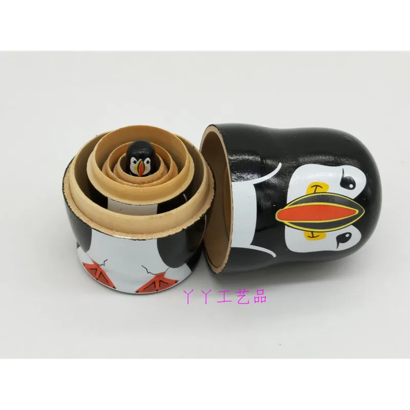 5 шт./компл. креативные деревянные матрешки русская игрушка милый пингвин Русская