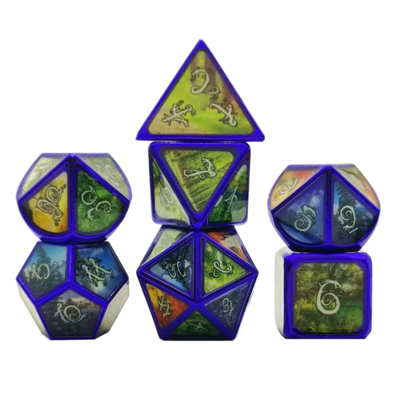 

7pcs Deluxe Metal Dice Polyhedral Board Game Dice Set for friends Party RPG MTG U2JB