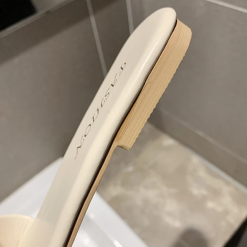 Summer Slippers Women Shoes Square Head Flat Sexy Party Loafers Beach Ladies Slides Plus Size 41-44 Zapatos Mujer 2019 | Обувь