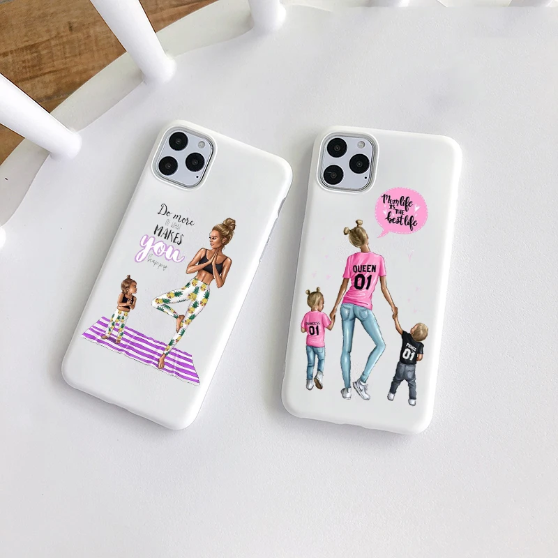 

Mom Love Baby TPU soft Silicone Case for iPhone 12Pro 13PRO Max 12 13mini 7 8 Plus XS Max XR 11 pro max SE 12pro max white Cover