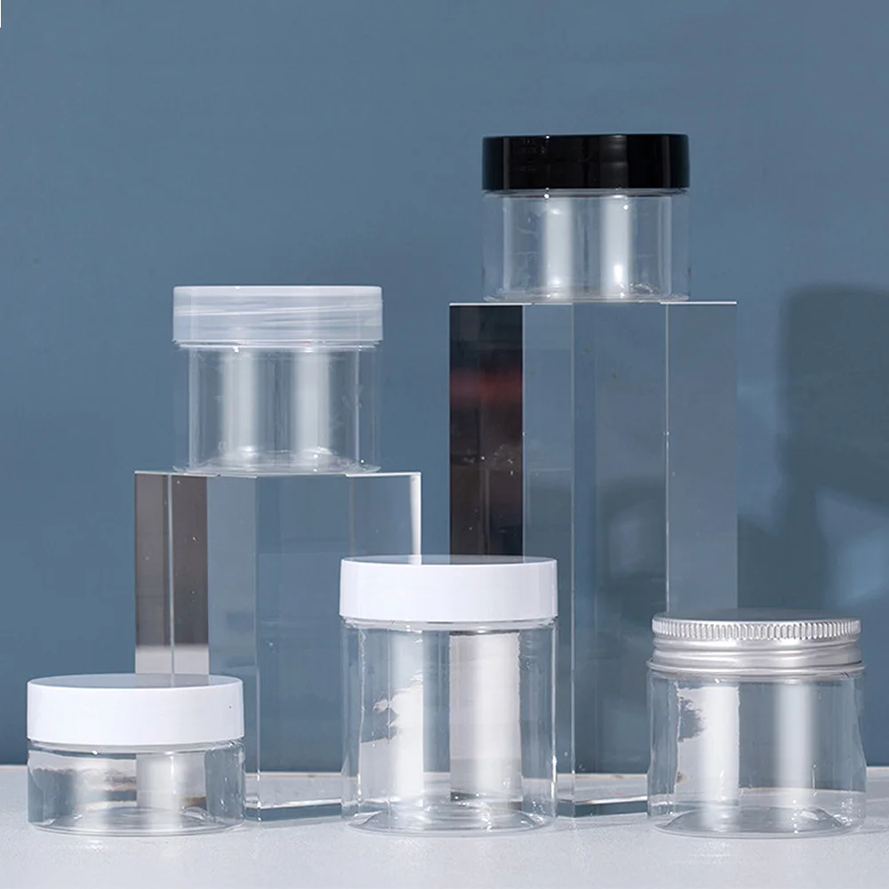 

Refillable Empty Cosmetic Containers 30ml/40ml/50ml/60ml/80ml Clear Plastic Jar with Lids for Travel Storage Make Up