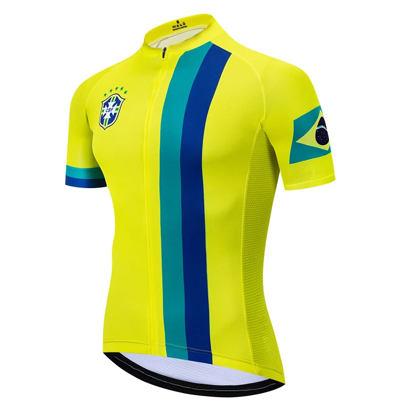 

Brazil Sport Team Short Cycling Jersey Anti-Pilling Eco-Friendly Breathable Bike Clothing Top Road For Bicycle Yellow Jacket