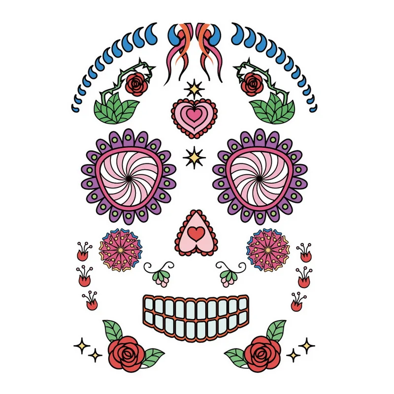 10 шт Хэллоуин Кружева красоты череп лицо глаза Татуировка непромокаемая