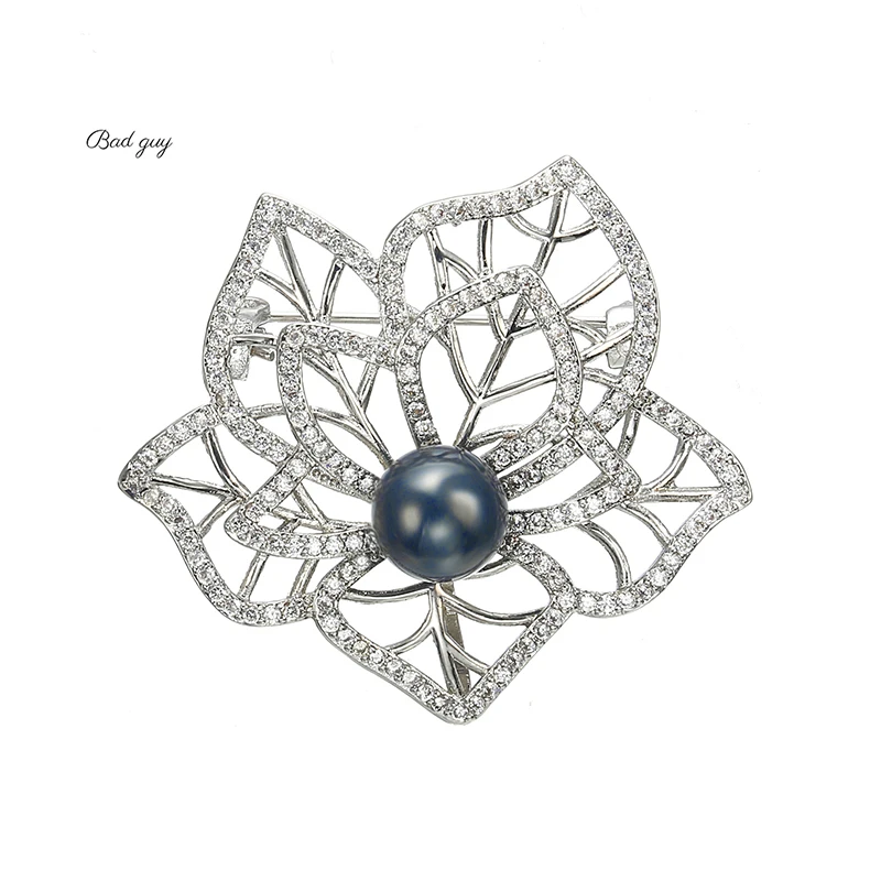 Женская Брошь с цирконом брошь листьями из настоящего золота 24 К Ювелирное