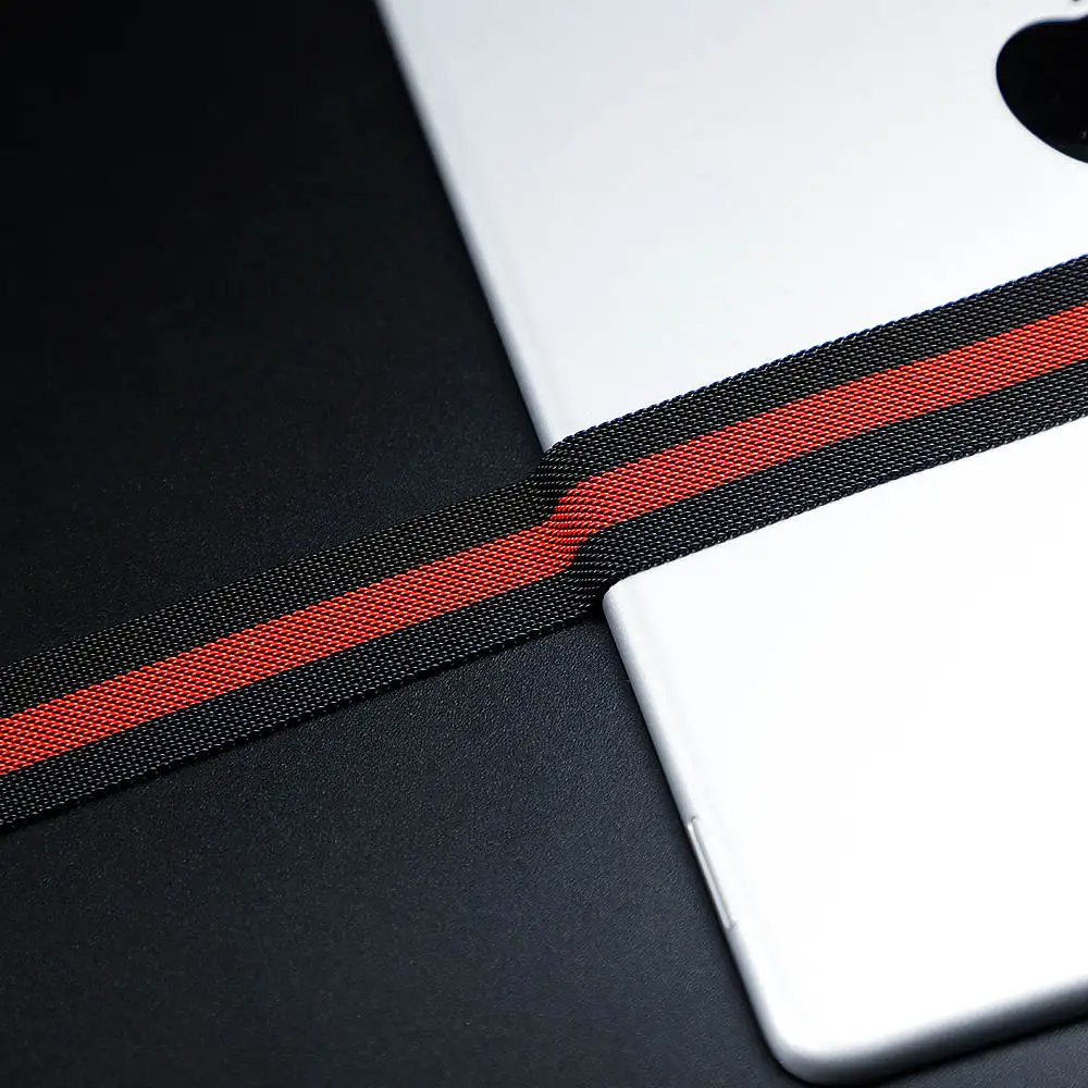 Excellent Milanese loop For Apple Watch band strap apple watch 4 band 44mm 40mm iwatch 3 2 1 42mm/38mm Better material Process - Цвет ремешка: black red