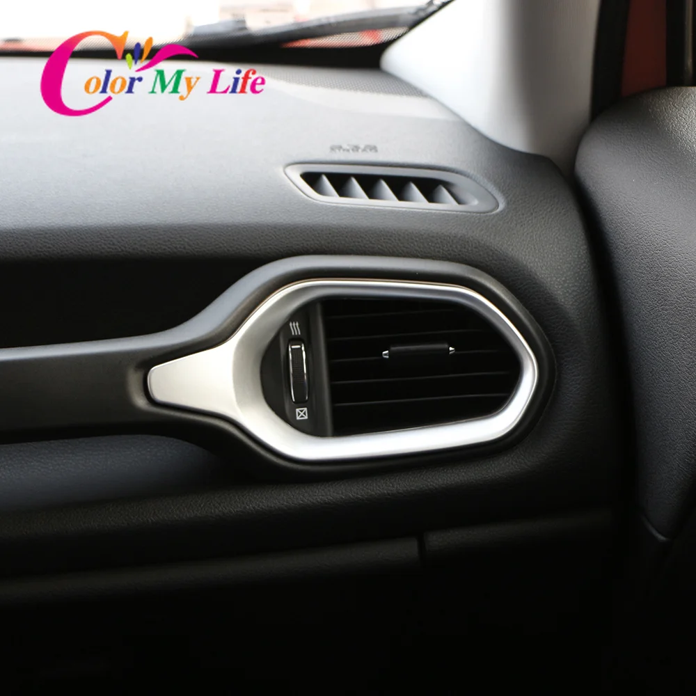 

Крышка на вентиляционное отверстие автомобиля для Jeep Renegade 2015 2016 2017 2018 LHD, хромированные наклейки из АБС-пластика для внутренней отделки конд...