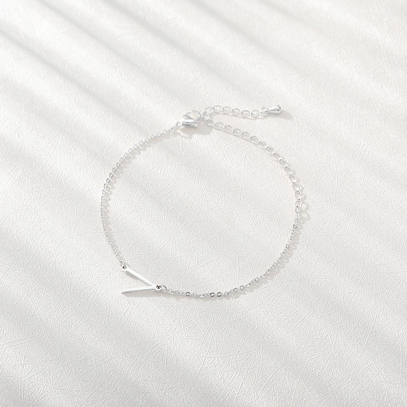 

Fashion Girls Gold Color Stainless Steel Letter Bracelet Bangle With Pendant Initial Alphabet Charms Bracelets For Women