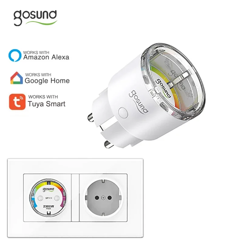 

Gosund 15A WiFi Smart Plug Socket EU Smart With Power Monitor Remote Timing Switch Voice Control Works With Alexa Google Home