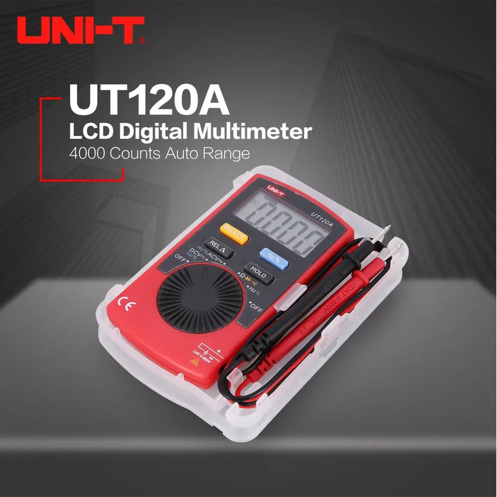 

Цифровой мини-мультиметр Φ UT120A Series цифровой ЖК-дисплей размер ладони автоматический Диапазон мультиметр DC AC Pocket