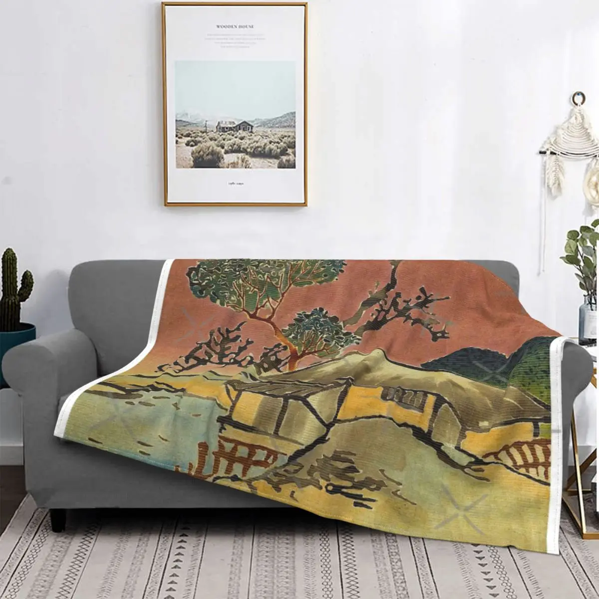 

Manta Vintage de casa a la orilla, colcha para cama a quadros, manta de Anime con ет, colcha para cama
