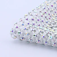30x40cm crystal ab flatback rhinestone white mesh ss10 strass applique decor sewing elastic trim fabric flatback nail art stones