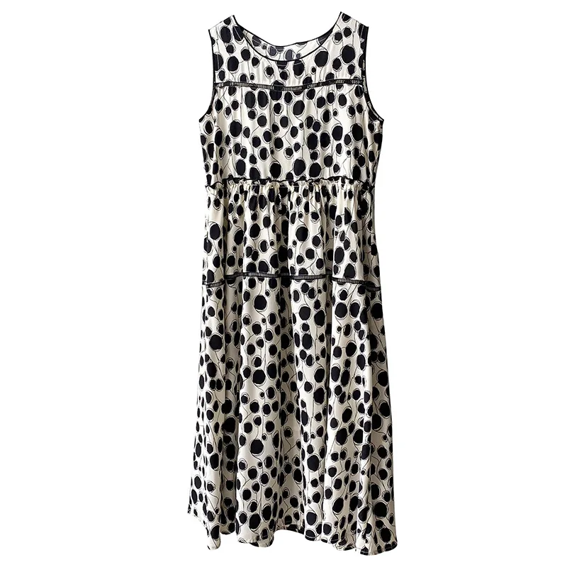

Retro gentle polka dot dress round neck loose sleeveless A-line dress female 2021 summer fashion women's clothing