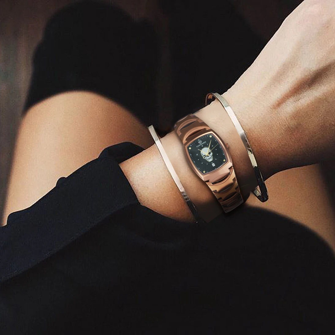 Роскошные креативные женские часы с черепом Лидирующий бренд FORSINING модные