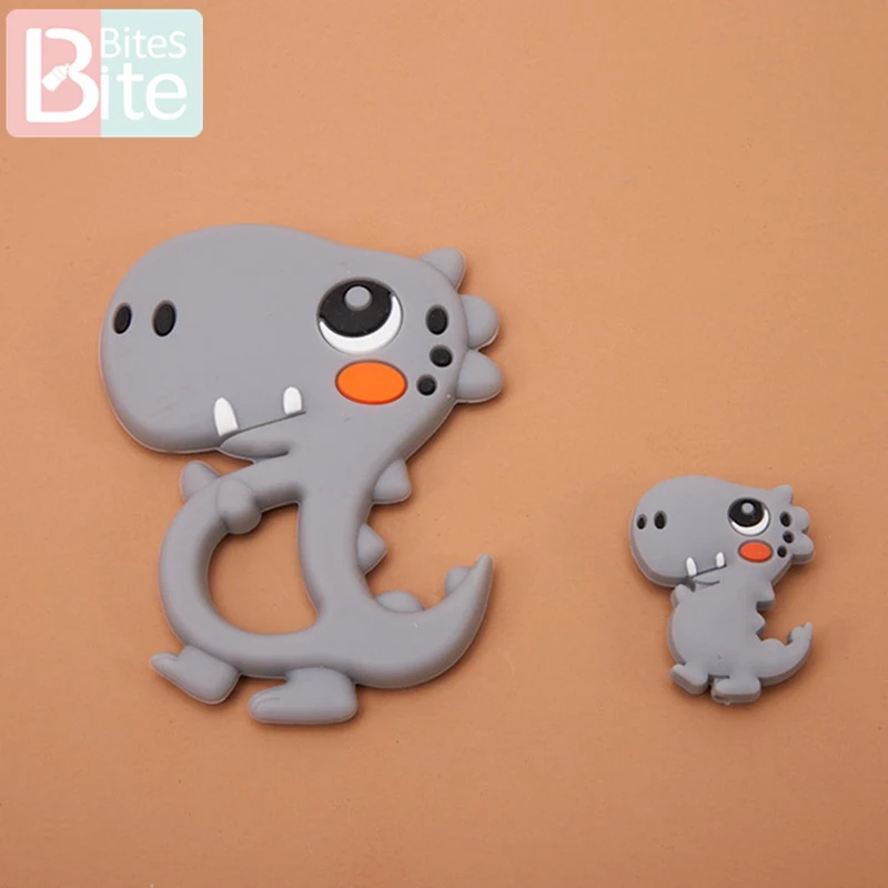 Gray Dinosaur Укус укусов 2 шт./компл. Черепаха силиконовый детский Прорезыватель для зубов "сделай сам" для изготовления Еда Класс коала силиконовые крошечные стержень при прорезывании зубов силиконовые бусины комплект ювелирных изделий - Цвет: Gray Dinosaur