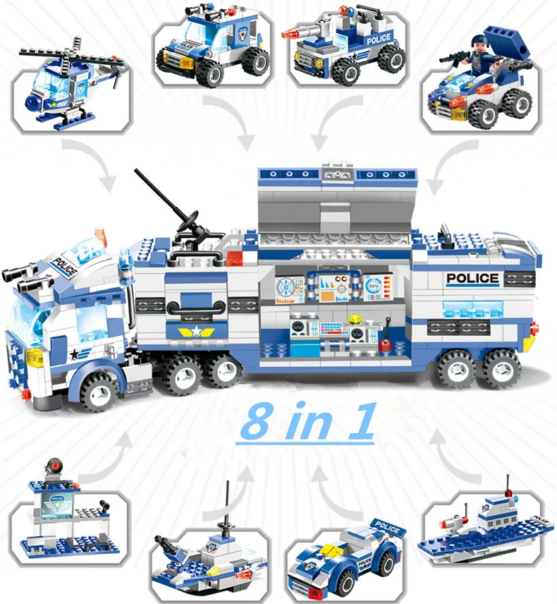 

647PCS / 762PCS Building Blocks Special Police City Military Police Series Kindergarten Assembling all brand Building Blocks