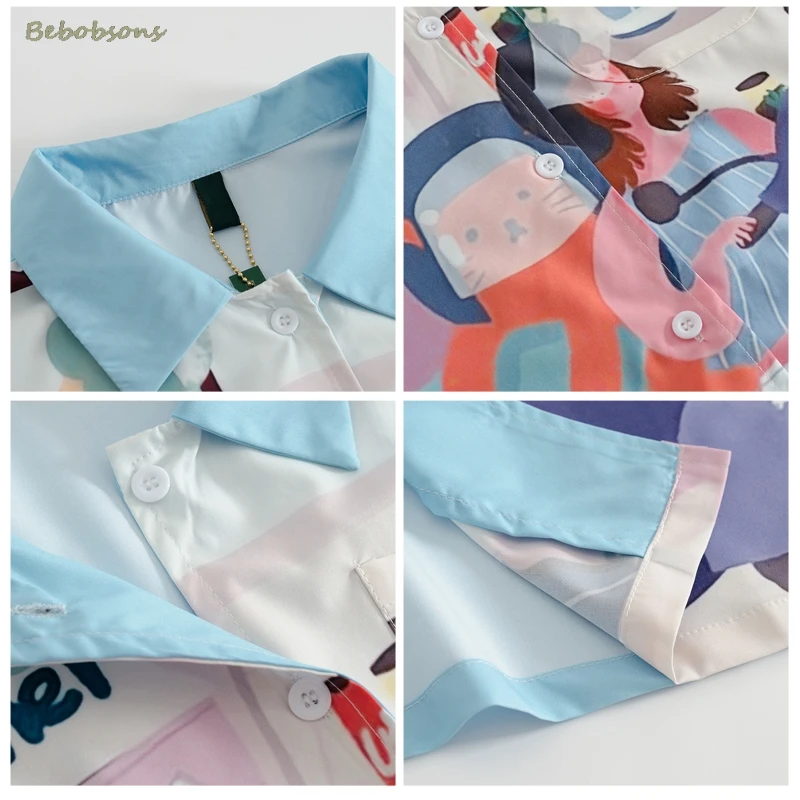 Блузка женская шифоновая с принтом в стиле Харадзюку оригинальный дизайн